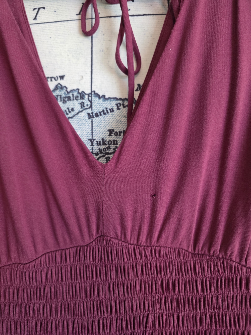 Old Navy Deep Plum V-Neck Jumpsuit with Smocked Waist - Picture 4 of 4